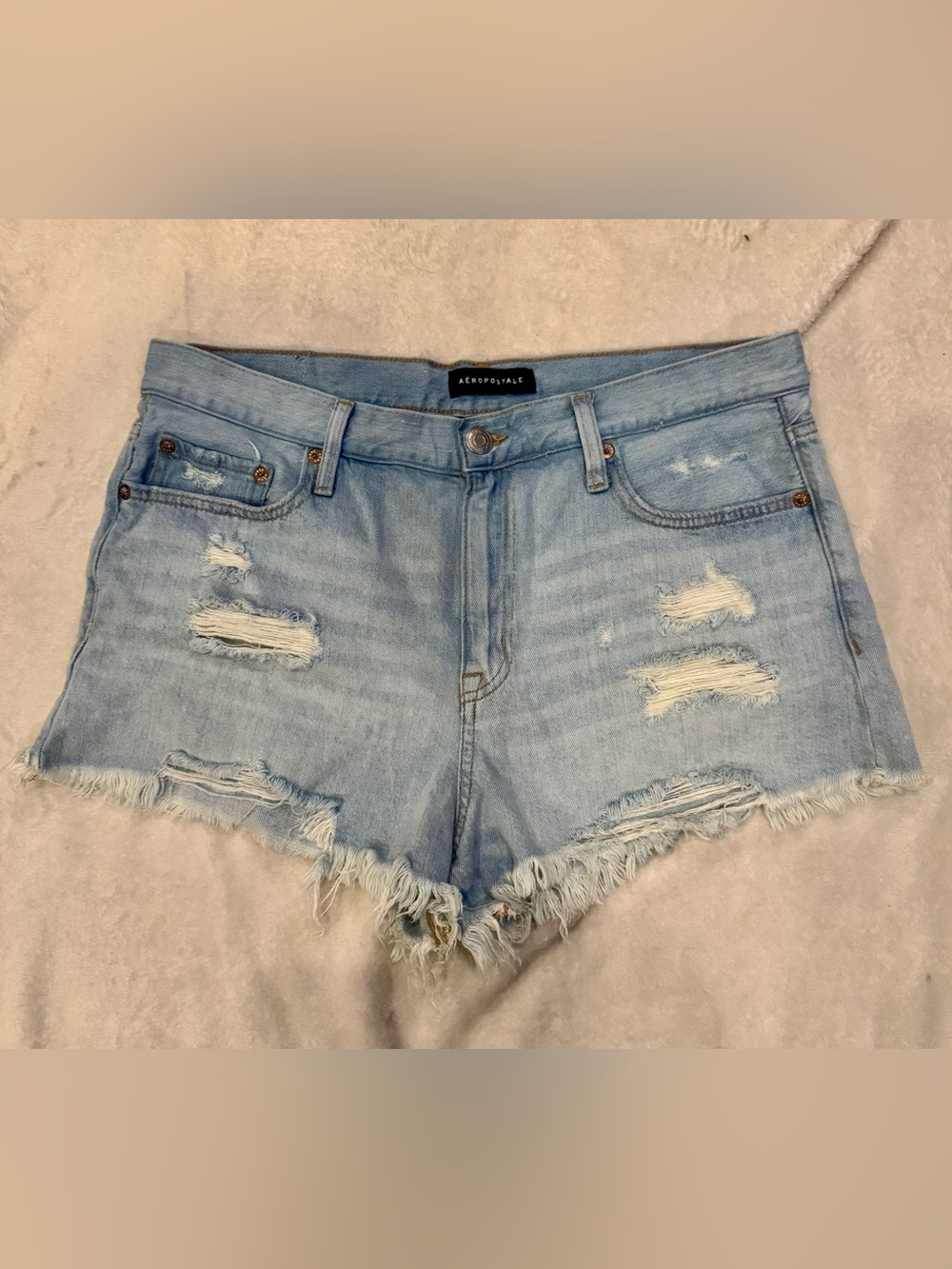 Aeropostale Light Blue Distressed Denim Jean Shorts - Worn ONCE! - Picture 1 of 2